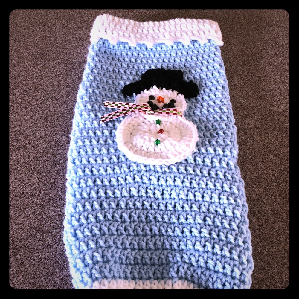 Handmade hanging snowman christmas stocking